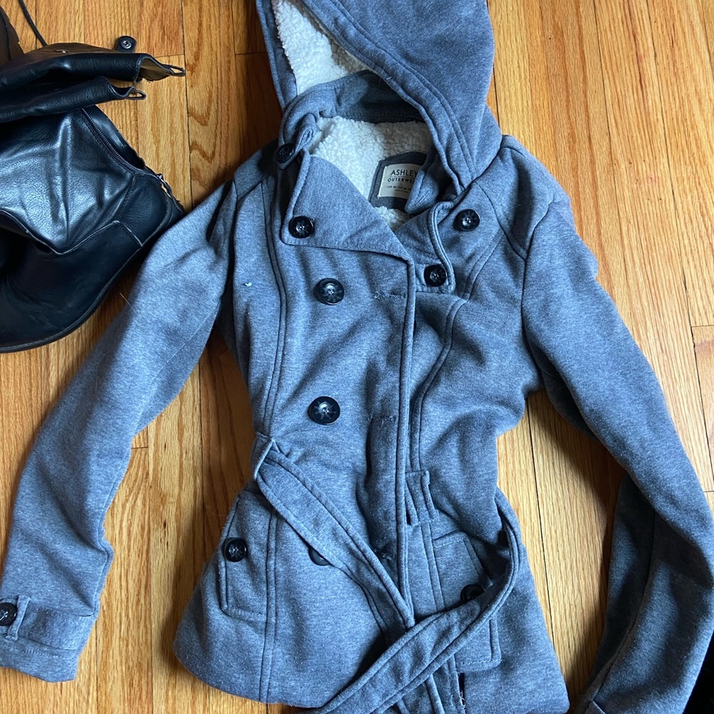 Abercrombie & Fitch Charcoal Hooded Pea Coat